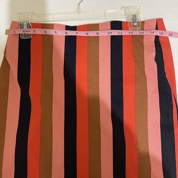 Ann Taylor Vertical Stripe Side Slit Pencil Skirt Midi Lined Business Work 4 - Picture 4 of 6